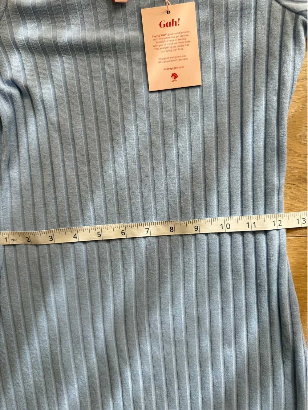 Lisa Says Gah Roya Ribbed Midi Dress Light Blue Size XS NWT Long Sleeve - Picture 11 of 11